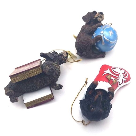 Danbury Mint Delightful Dachshunds Christmas Ornaments Set of 3 Original Box - Picture 4 of 12